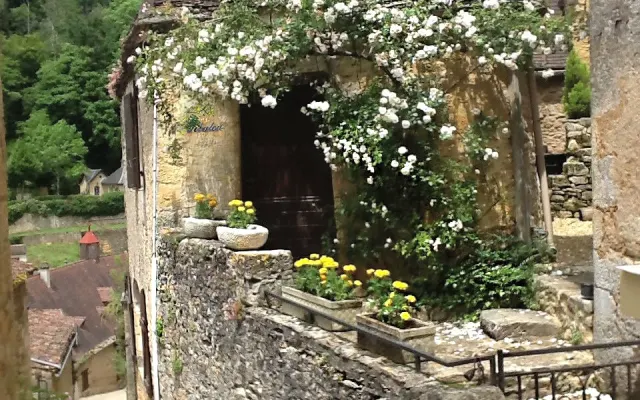 Fairytale house. Bird's-eye view of the river. Dordogne