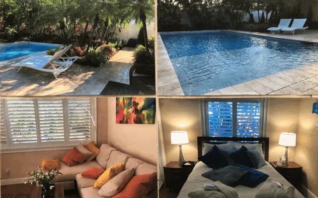 Suite privée - chambre/salle de bain + salon avec piscine et jardin...