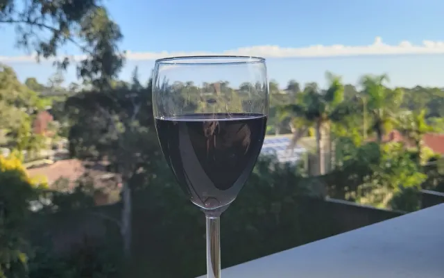 Entspannen Sie sich bei einem Wein in den Außenbezirken der Stadt und...