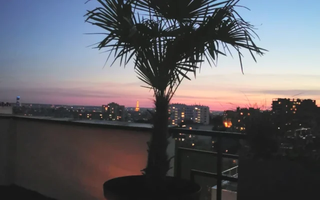 Appart d'exception Paris 20ème,  terrasse de 45m2 vue sur tour Eiffel