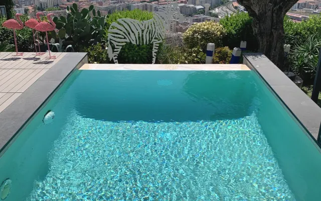 Cosy little loft with a view of the city of Nice against a...