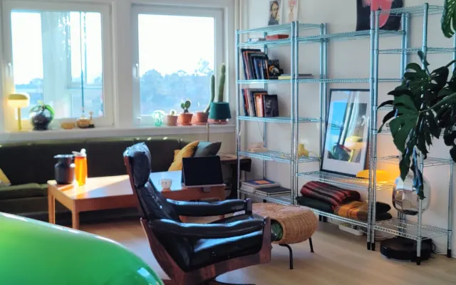 Retro inspired, warm and inviting artists apartment