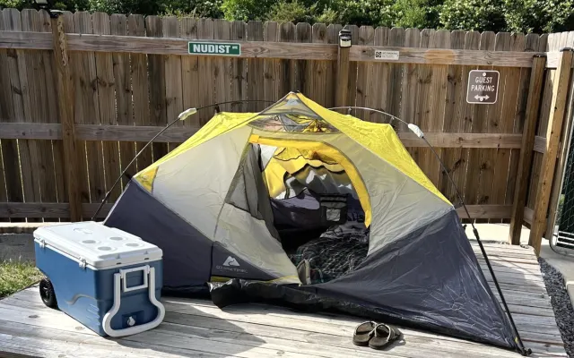 A Clothing Optional Tent site with Platform WEC 5 Miles Away T
