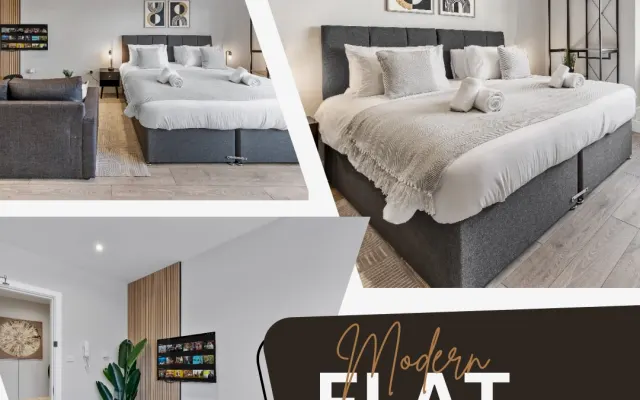 Modern 1BR Fast Central Access AC 2 Beds Sleeps 4.