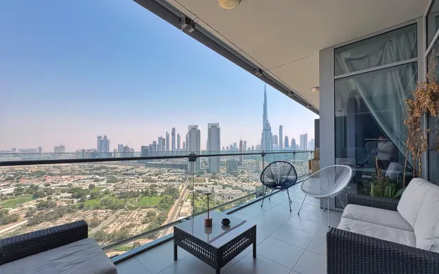 Blick auf den Burj Khalifa | Stilvolle 1BR in DIFC