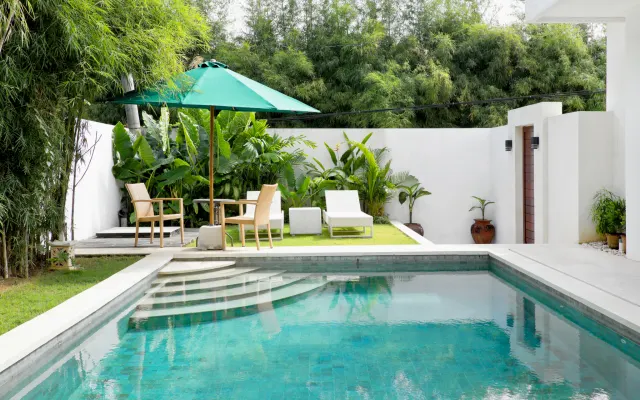 Una camera privata in una villa privata nella zona francese di Bali.