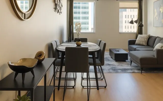 Downtown modern room city view