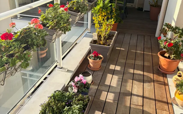 Master suite opening onto terrace, both calm and city living