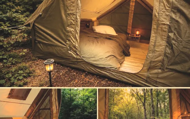 Zelten mitten in der Natur mit Waldsauna