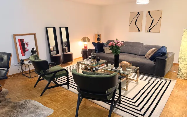 Beau duplex élégant en plein centre , 50 mètres du lac et jet d’eau