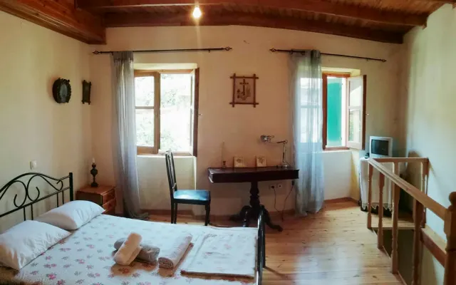 Traditional Greek 2 floor house in a village, near sea, Corfu island