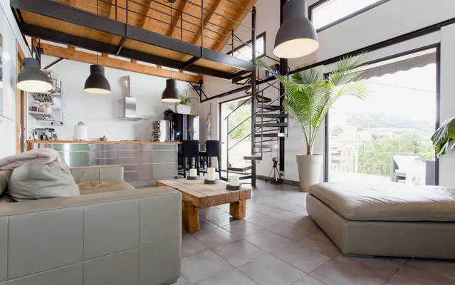 Chambre dans une villa moderne avec vue imprenable