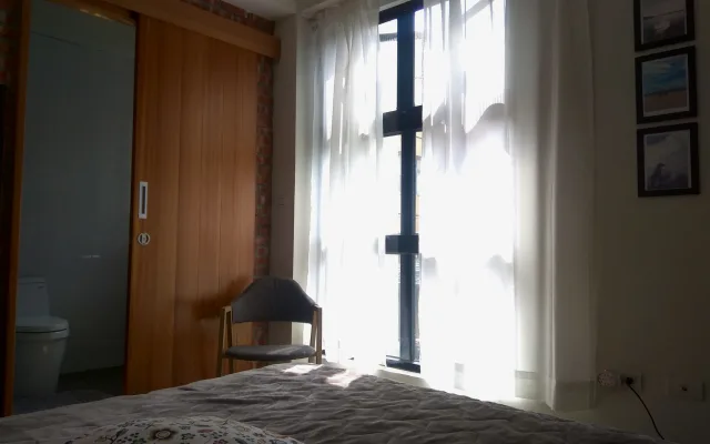 Double bed with private bathroom