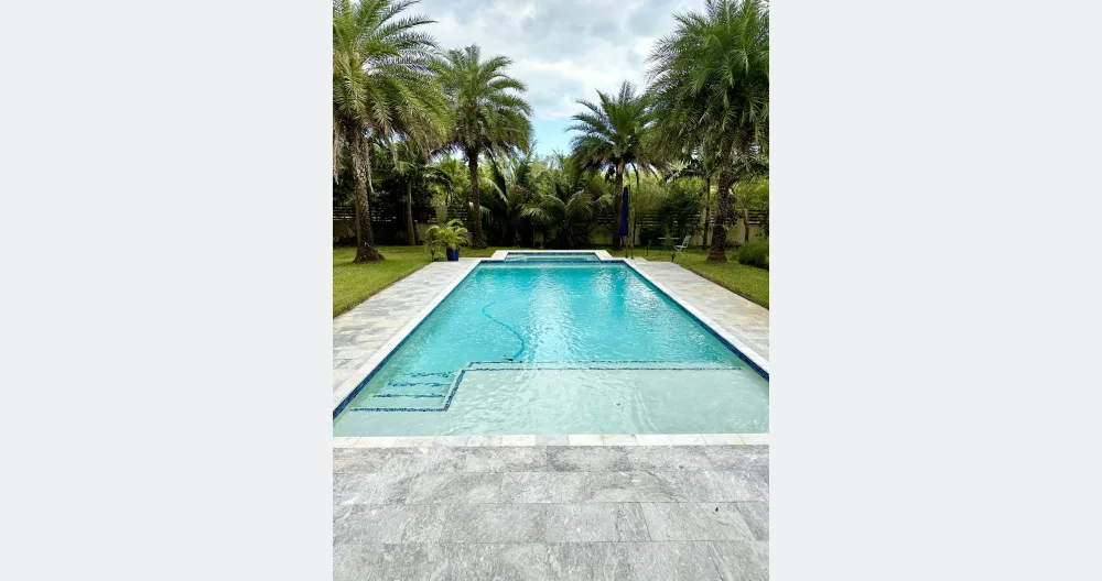 Mike's listing on misterb&b - Saltwater pool with large spa and LED lighting at Night